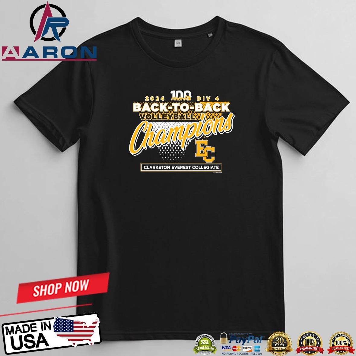 Everest Collegiate 2024 MHSAA Volleyball D4 Back-To-Back Champions T-Shirts