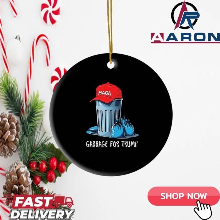 Garbage For Trump MAGA Hat Trash Can Ornament