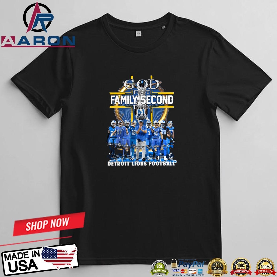 God First Family Second Then Lions Football St. Brown Headstand T-Shirts