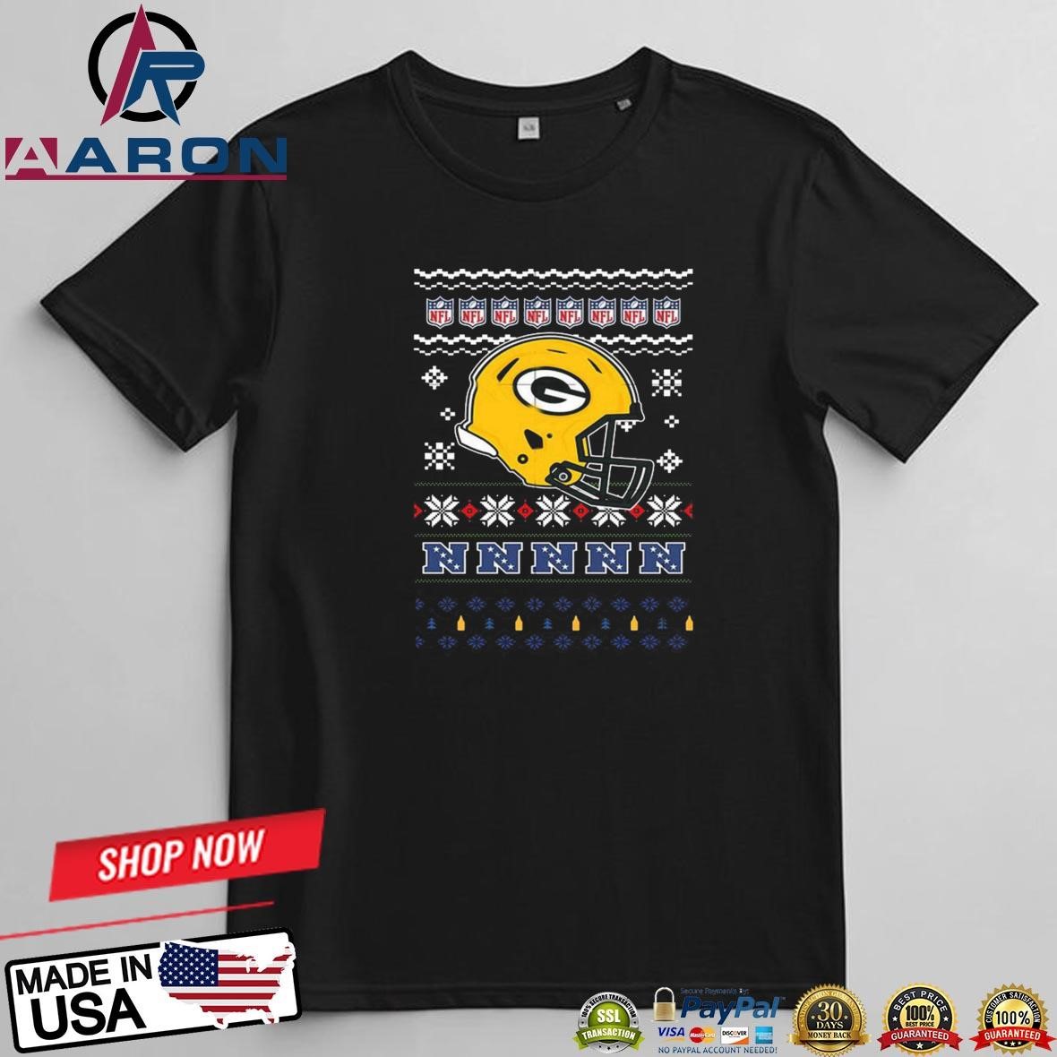 Green Bay Packers Football Logo Team Helmet Merry Christmas 2024 T-Shirts