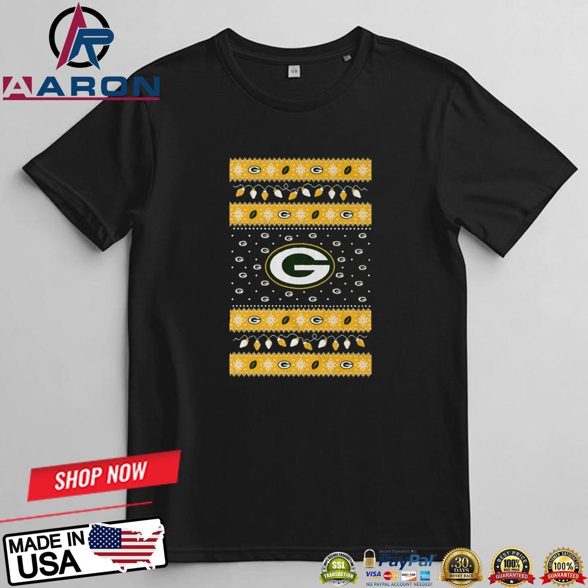 Green Bay Packers Holiday Lights Ugly 2024 T-Shirts