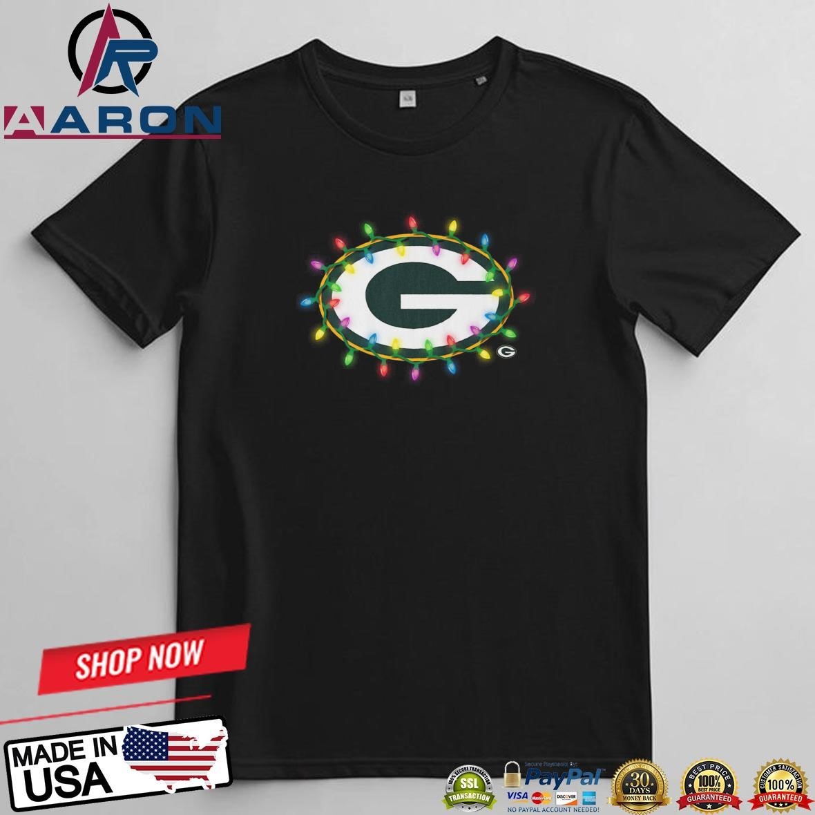 Green Bay Packers Primary Logo Holiday Lights 2024 T-Shirts