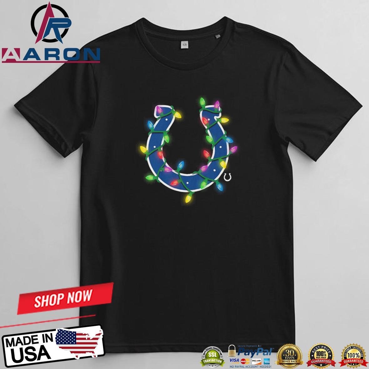 Indianapolis Colts Primary Logo Holiday Lights 2024 T-Shirts