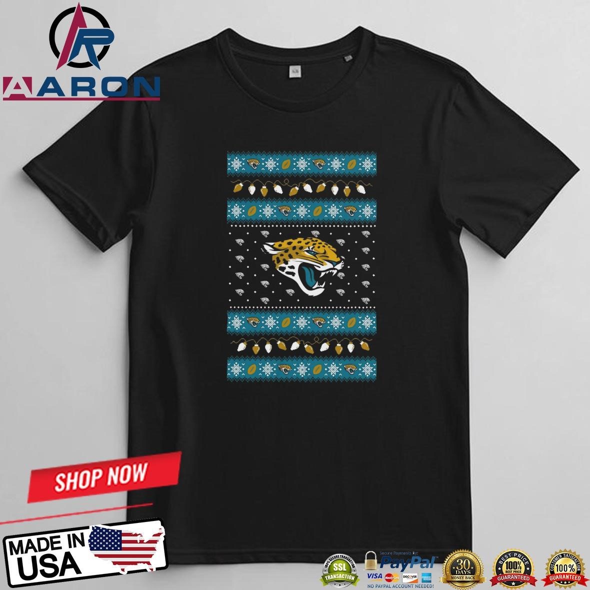 Jacksonville Jaguars Holiday Lights Ugly 2024 T-Shirts