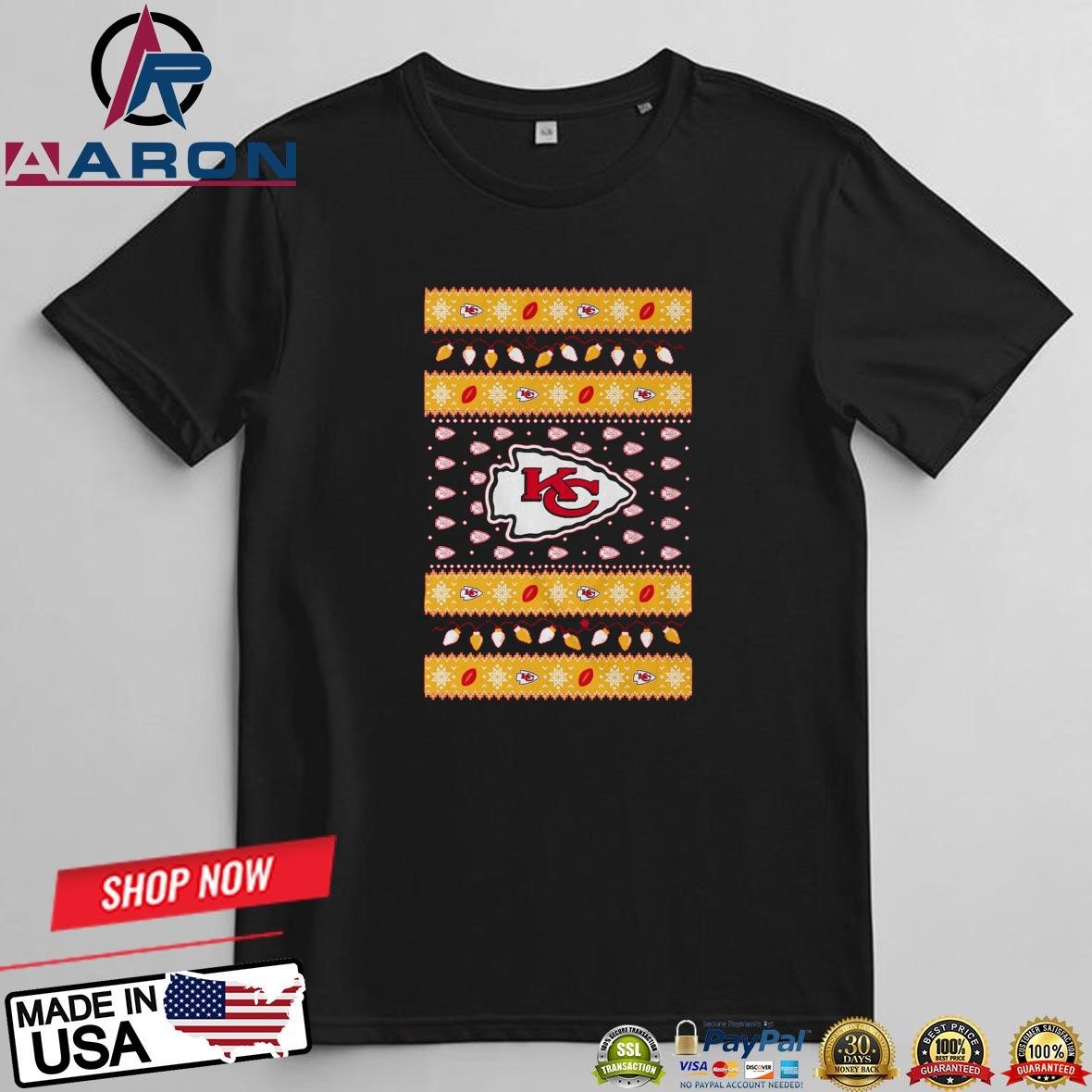 Kansas City Chiefs Holiday Lights Ugly 2024 T-Shirts