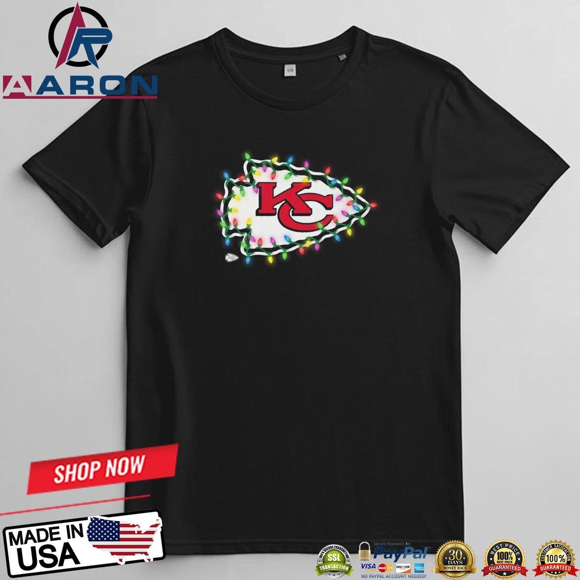 Kansas City Chiefs Primary Logo Holiday Lights 2024 T-Shirts