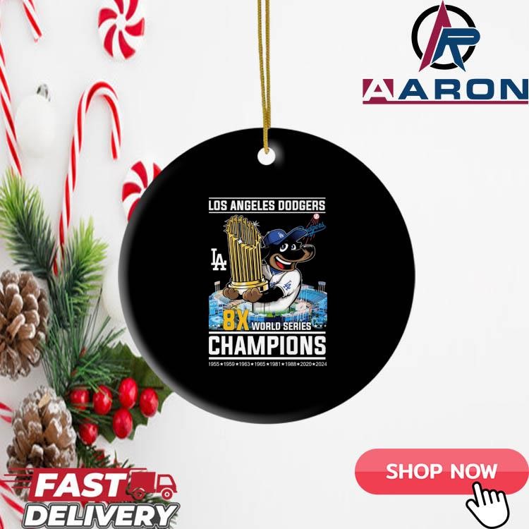 Los Angeles Dodgers 8x World Series Champions 1955 1959 1963 1965 1981 1988 2020 2024 Ornament