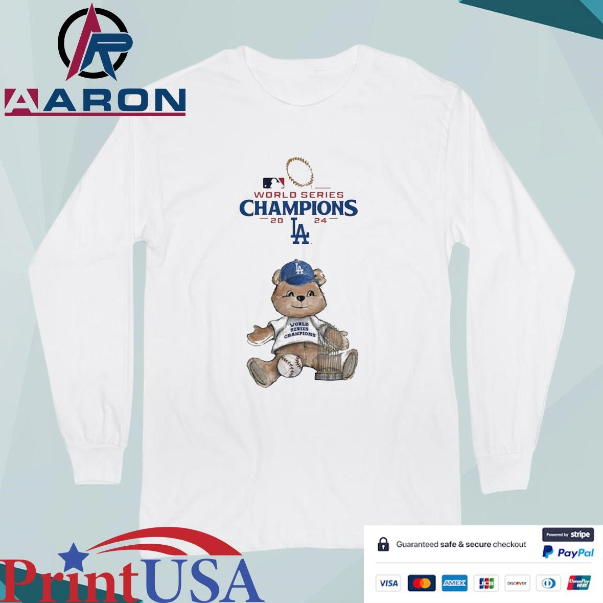 Los Angeles Dodgers Tiny Turnip White 2024 World Series Champions T-Shirts Long Sleeve