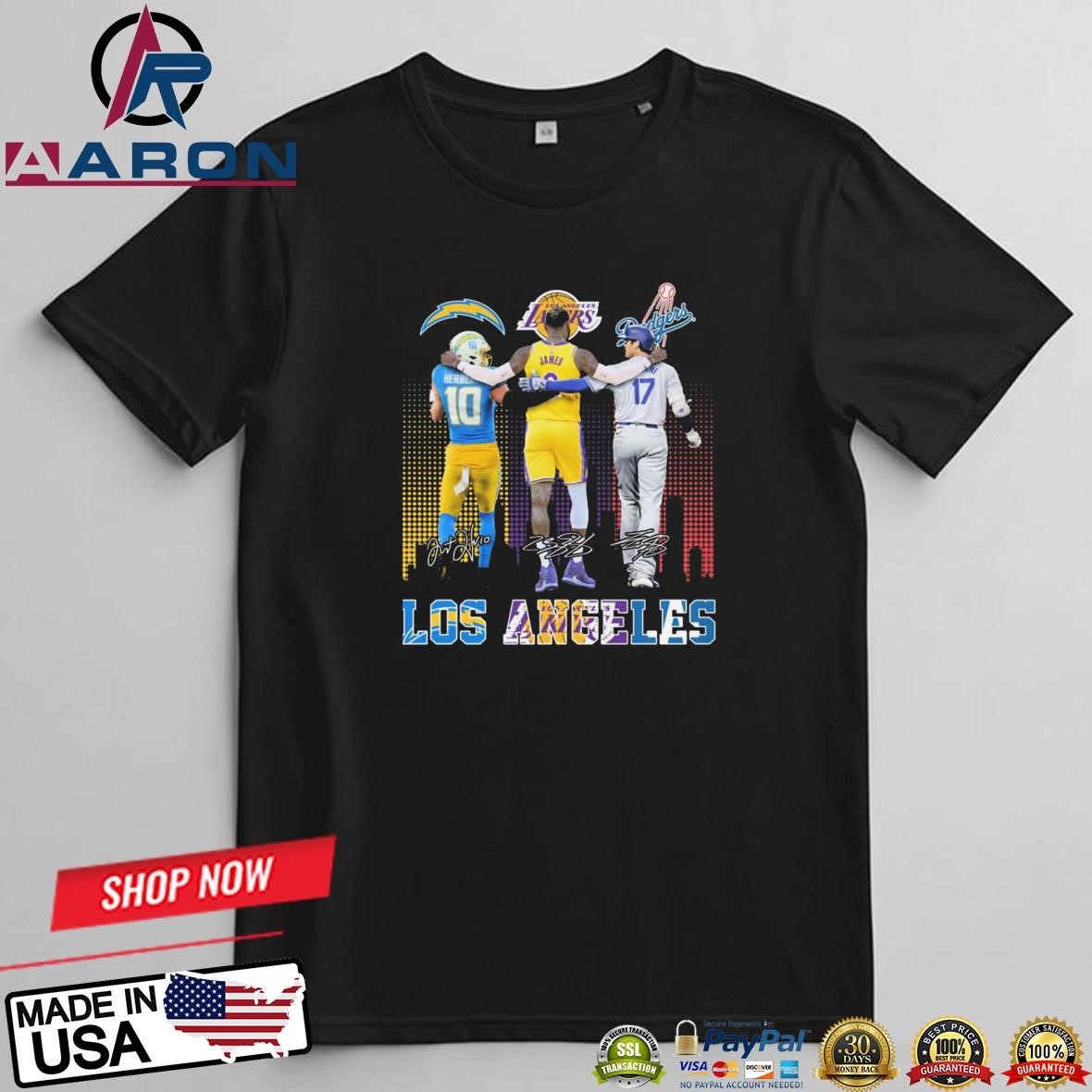 Los Angeles Sports Team Chargers x Lakers x Dodgers Signatures T-Shirts