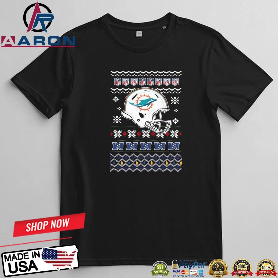 Miami Dolphins Football Logo Team Helmet Merry Christmas 2024 T-Shirts