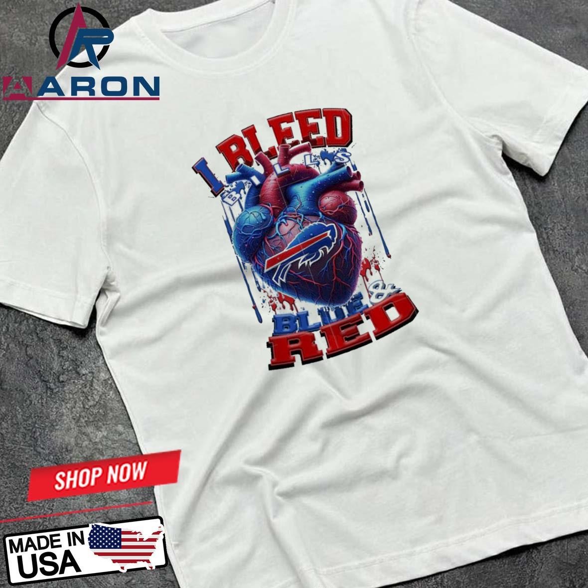 NFL Buffalo Bills I Bleed Blue Red Football Sporty T-Shirts