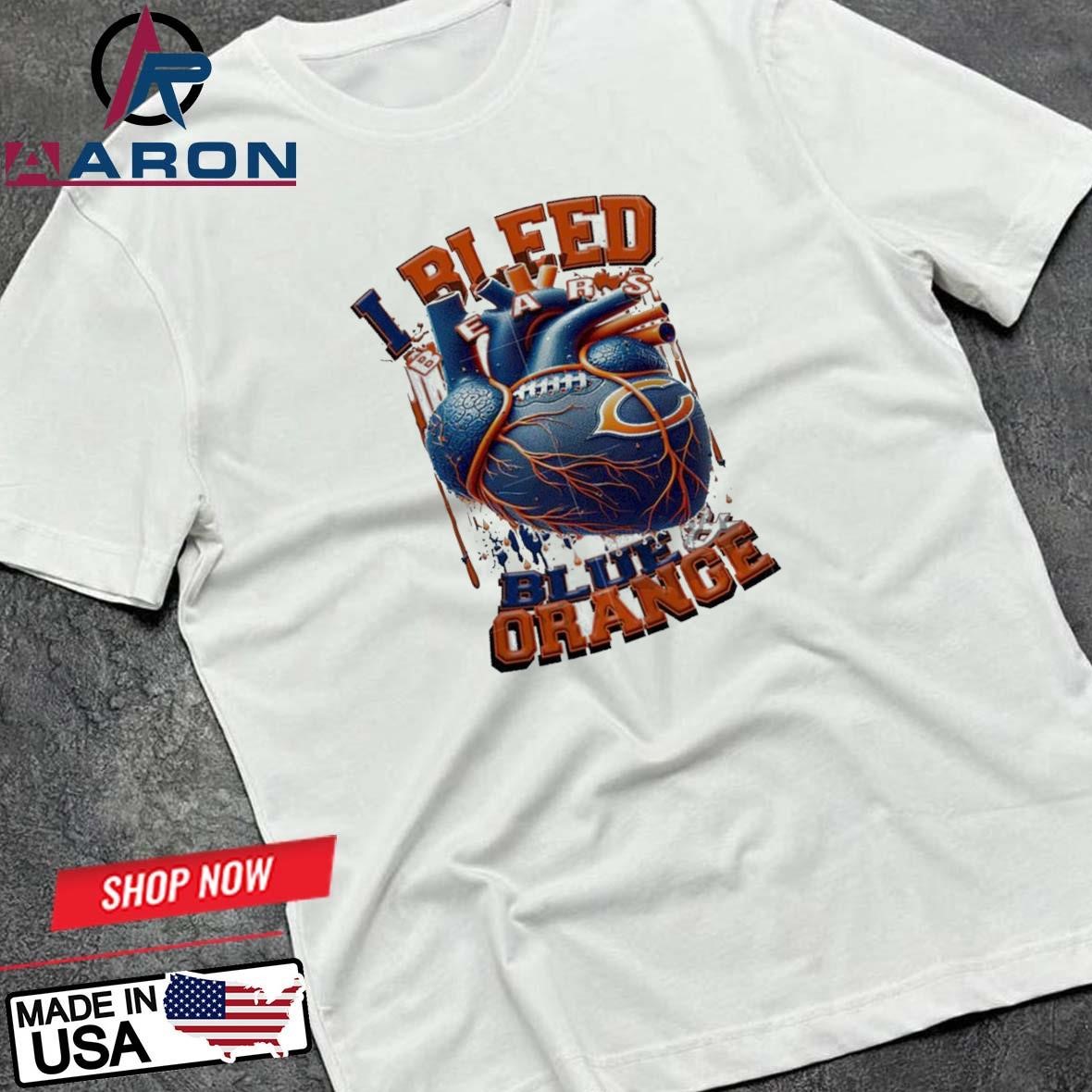 NFL Chicago Bears I Bleed Blue Orance Football Sporty T-Shirts