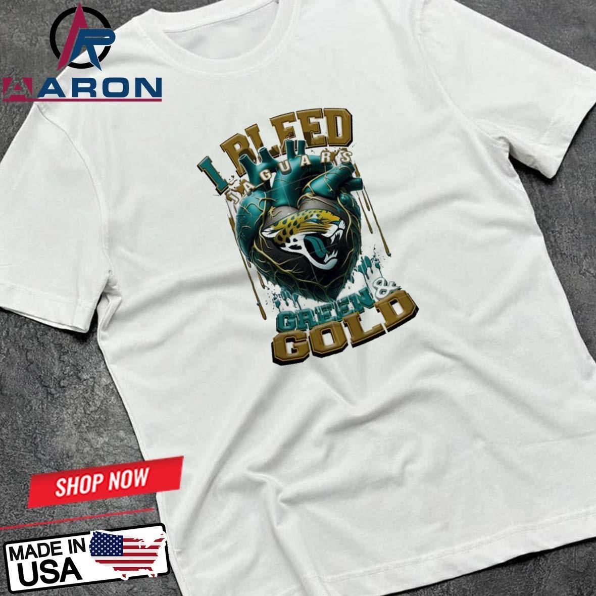 NFL Jacksonville Jaguars I Bleed Green Gold Football Sporty T-Shirts