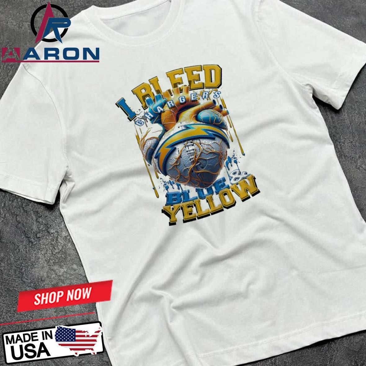 NFL Los Angeles Chargers I Bleed Blue Yellow Football Sporty T-Shirts