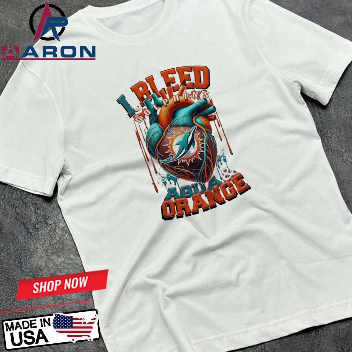 NFL Miami Dolphins I Bleed Aqua Orance Football Sporty T-Shirts