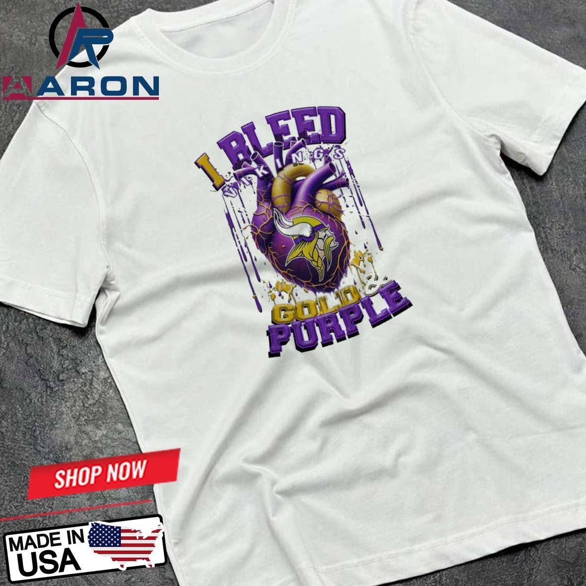 NFL Minnesota Vikings I Bleed Gold Purple Football Sporty T-Shirts