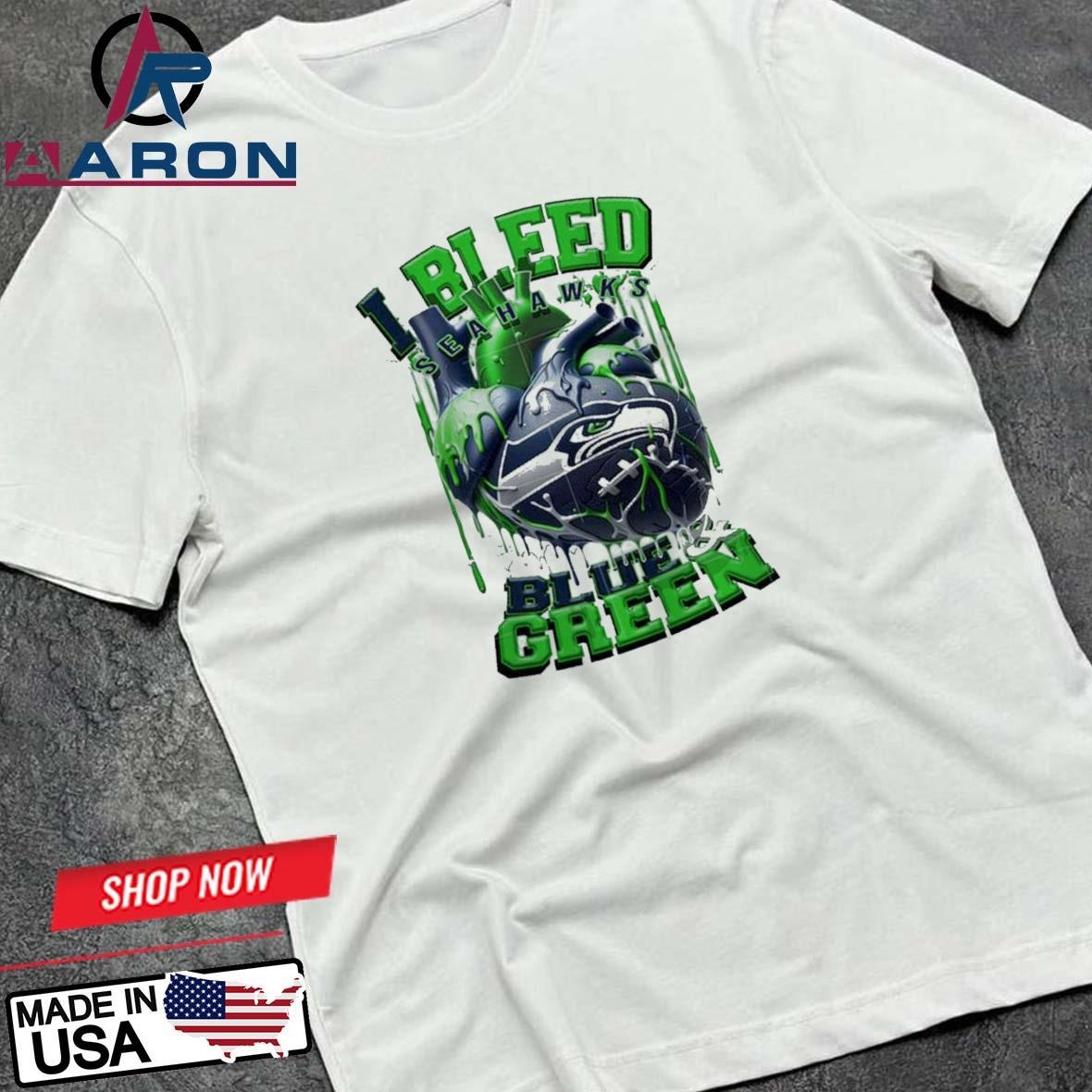 NFL Seattle Seahawks I Bleed Blue Green Football Sporty T-Shirts