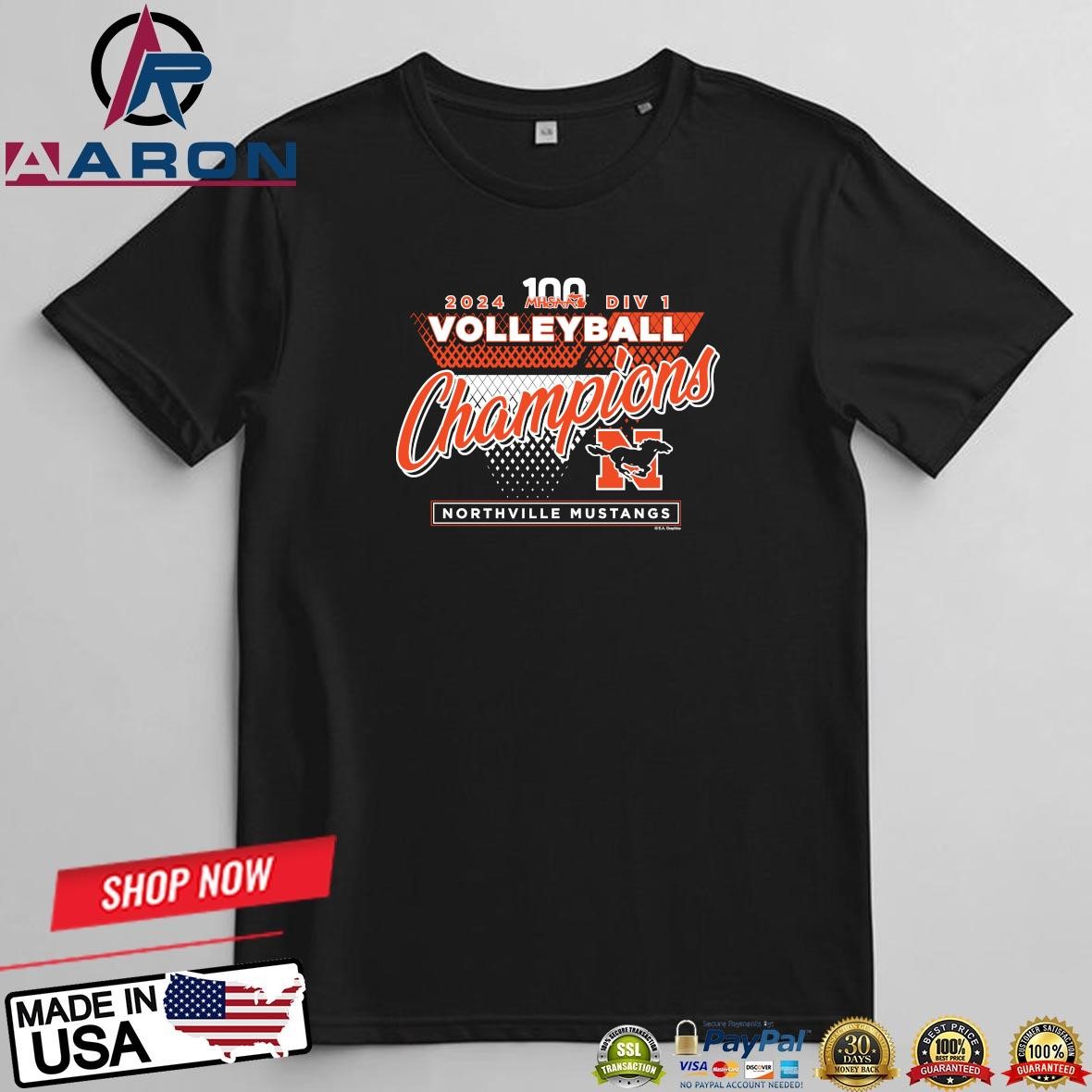 Northville Mustangs 2024 MHSAA Volleyball D1 Champions T-Shirts