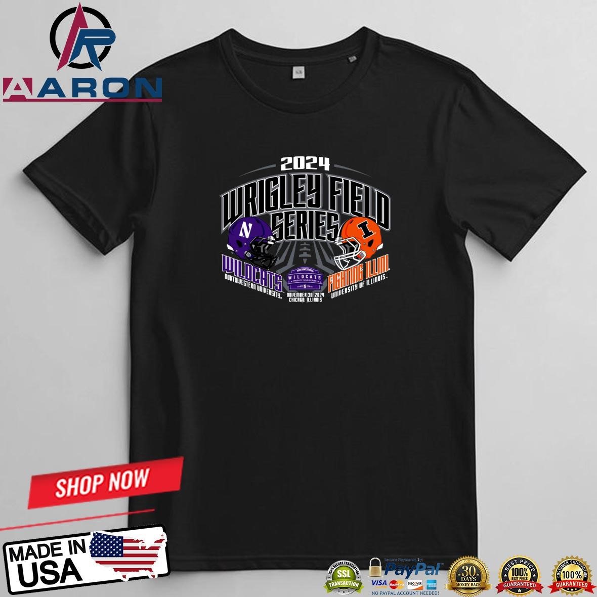 Northwestern Wildcats Vs Illinois Fighting Illini 2024 Wrigley Field Series T-Shirts