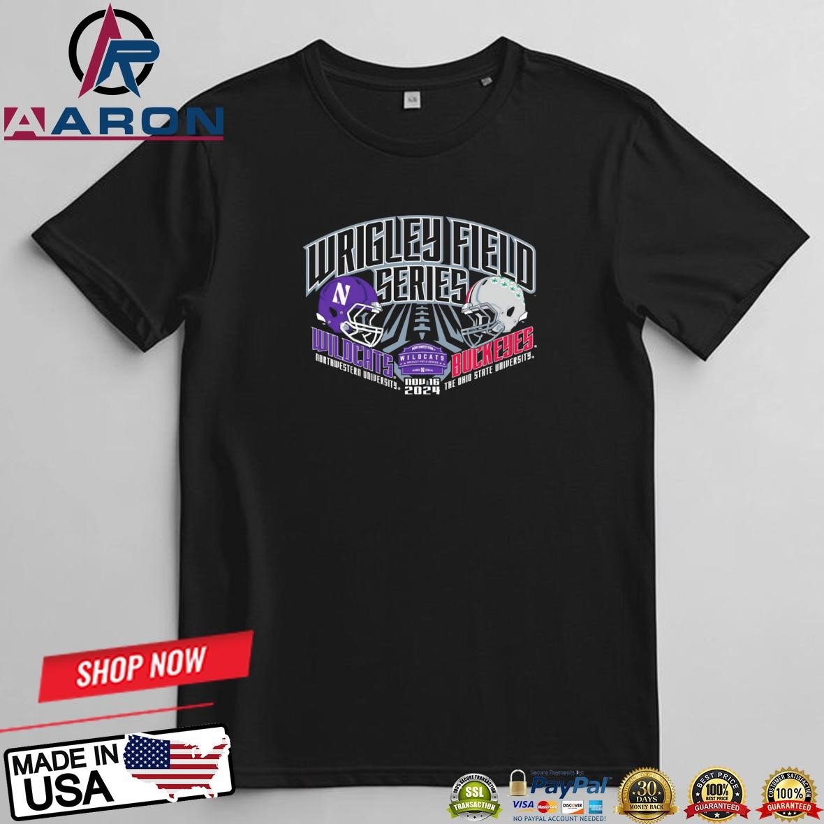 Northwestern Wildcats Vs Ohio State Buckeyes 2024 Wrigley Field Series T-Shirts