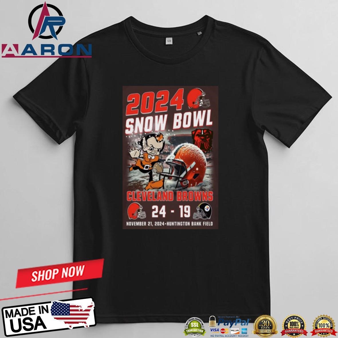 Nov 21, 2024 Snow Bowl Huntington Bank Field Cleveland Browns Event T-Shirts