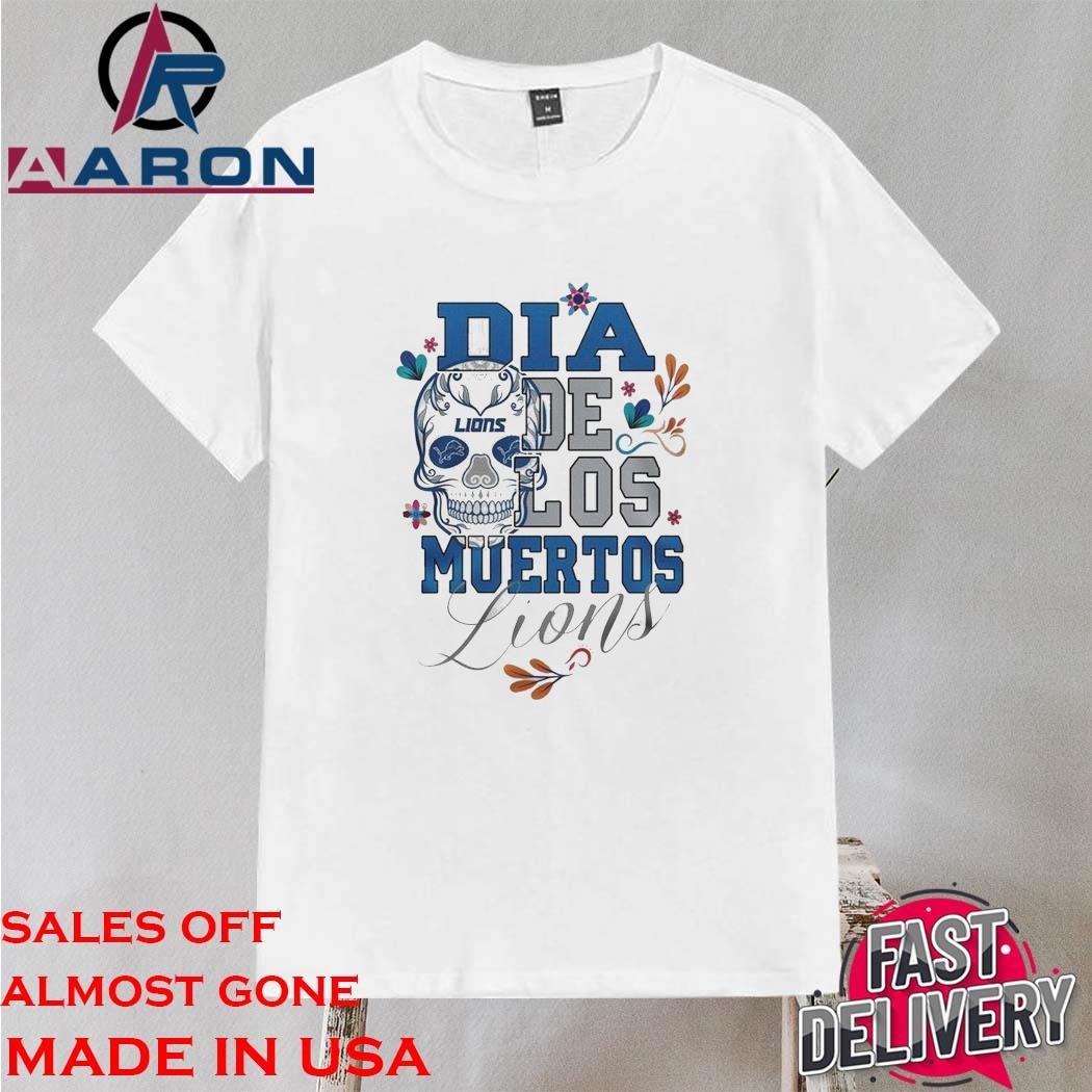 Official Skull Detroit Lions Football Dia De Los Muertos Shirt