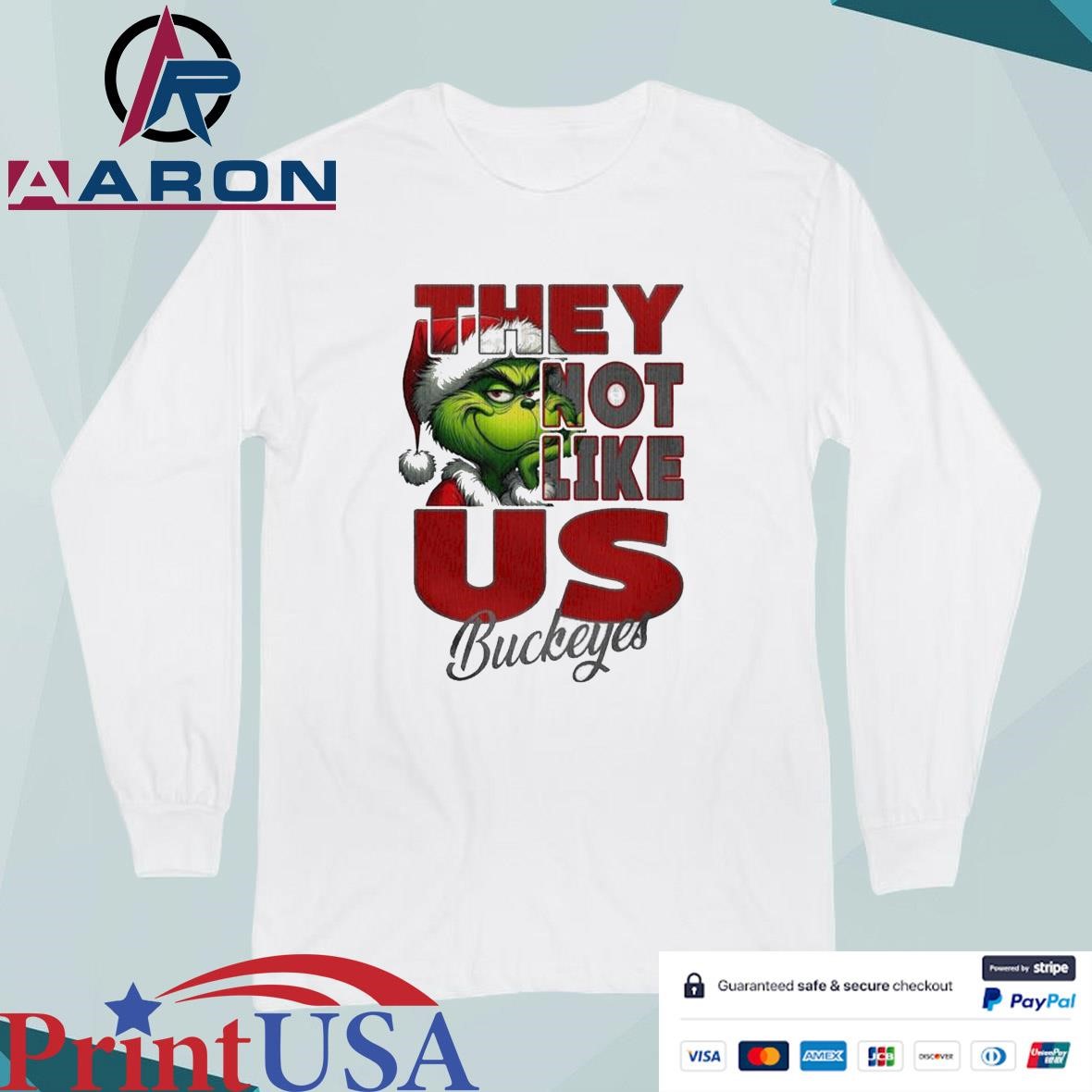 Ohio State Buckeyes x The Grinch They Not Like Us Buckeyes Christmas T-Shirts Long Sleeve