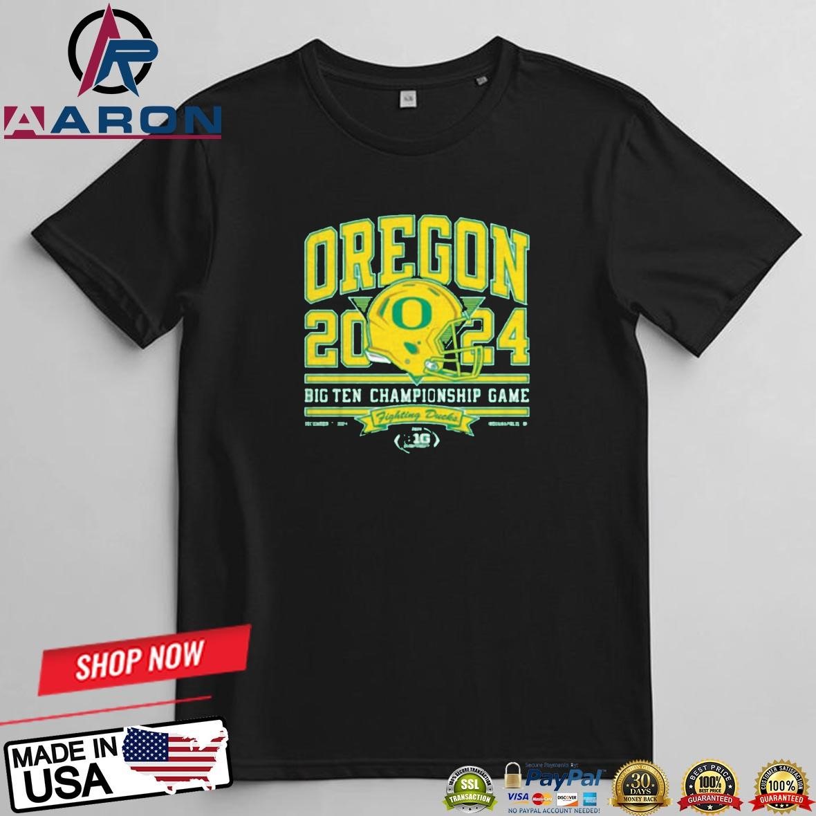 Oregon Ducks 2024 Big Ten Football Championship Helmet T-Shirts