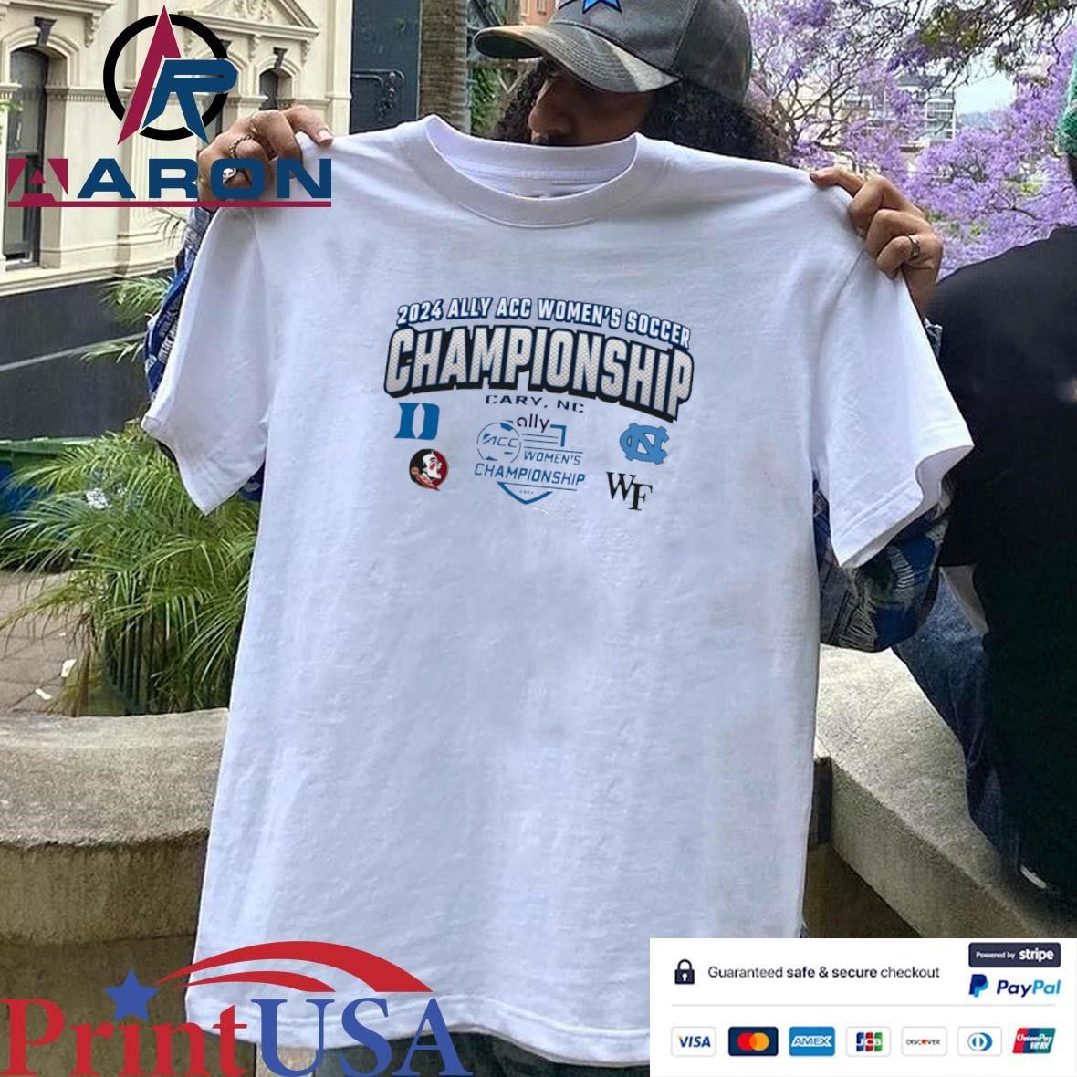 Original 2024 Ally ACC Women's Soccer Championship Cary, NC 4-Teams Shirt