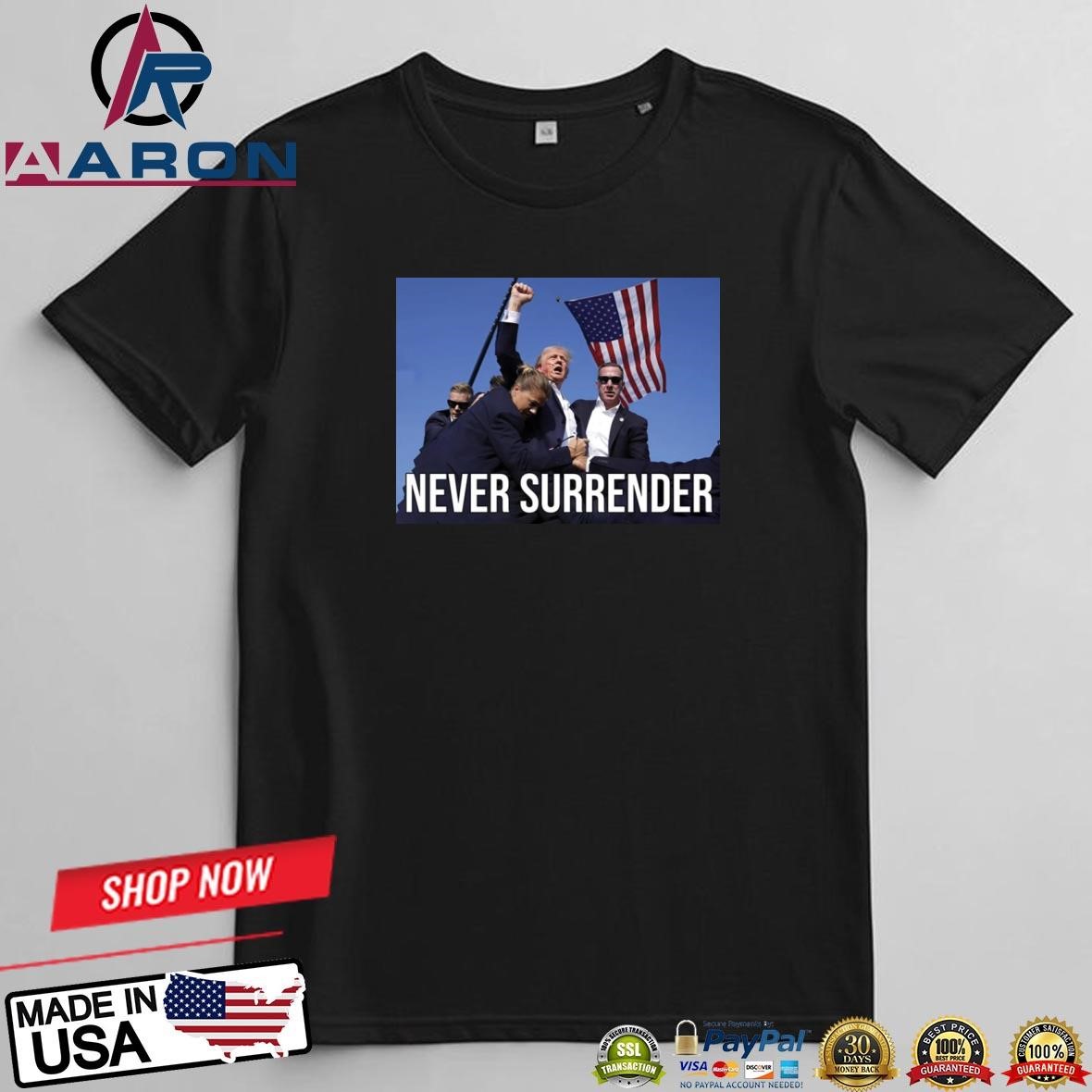 Pam Bondi Trump Assassination Never Surrender T-Shirts