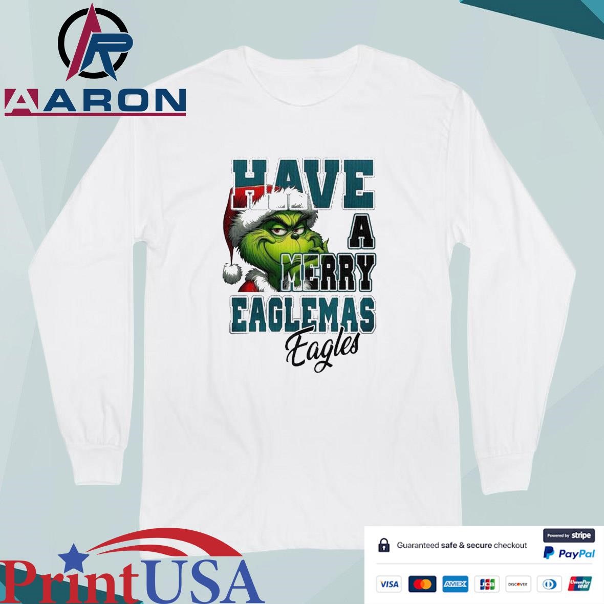 Philadelphia Eagles x The Grinch Have A Merry Eaglemas Eagles Ugly T-Shirts Long Sleeve