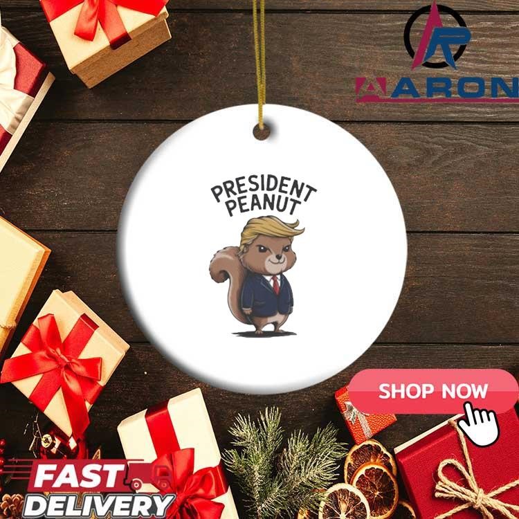 President Peanut Squirrel With Trump Hair Ornament