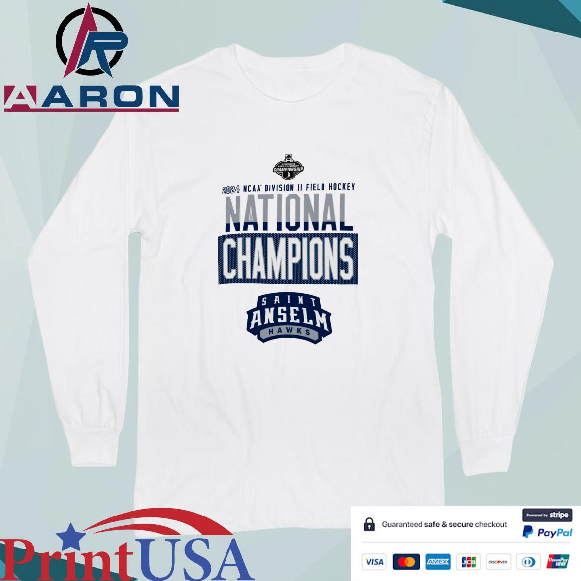 Saint Anselm Hawks 2024 NCAA Division II Field Hockey National Champions T-Shirts Long Sleeve
