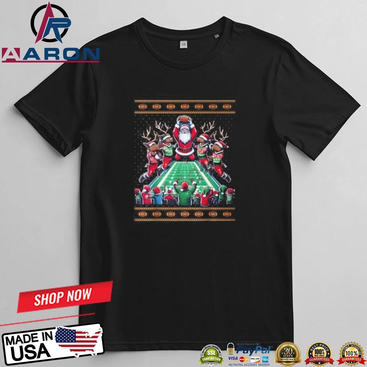 Santa Reindeer Play American Football Christmas 2024 T-Shirts