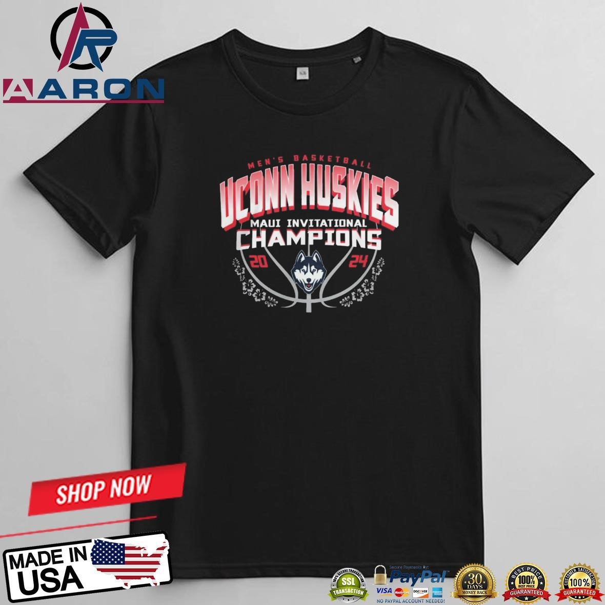 UConn Huskies 2024 Men’s Basketball Maui Invitational Champions T-Shirts