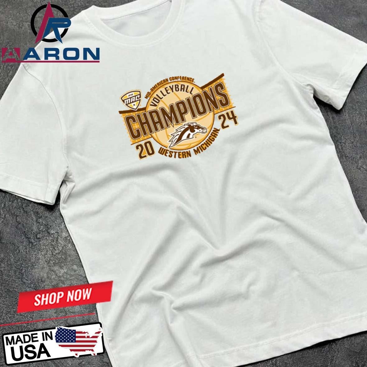 Western Michigan Broncos 2024 MAC Volleyball Champions T-Shirts