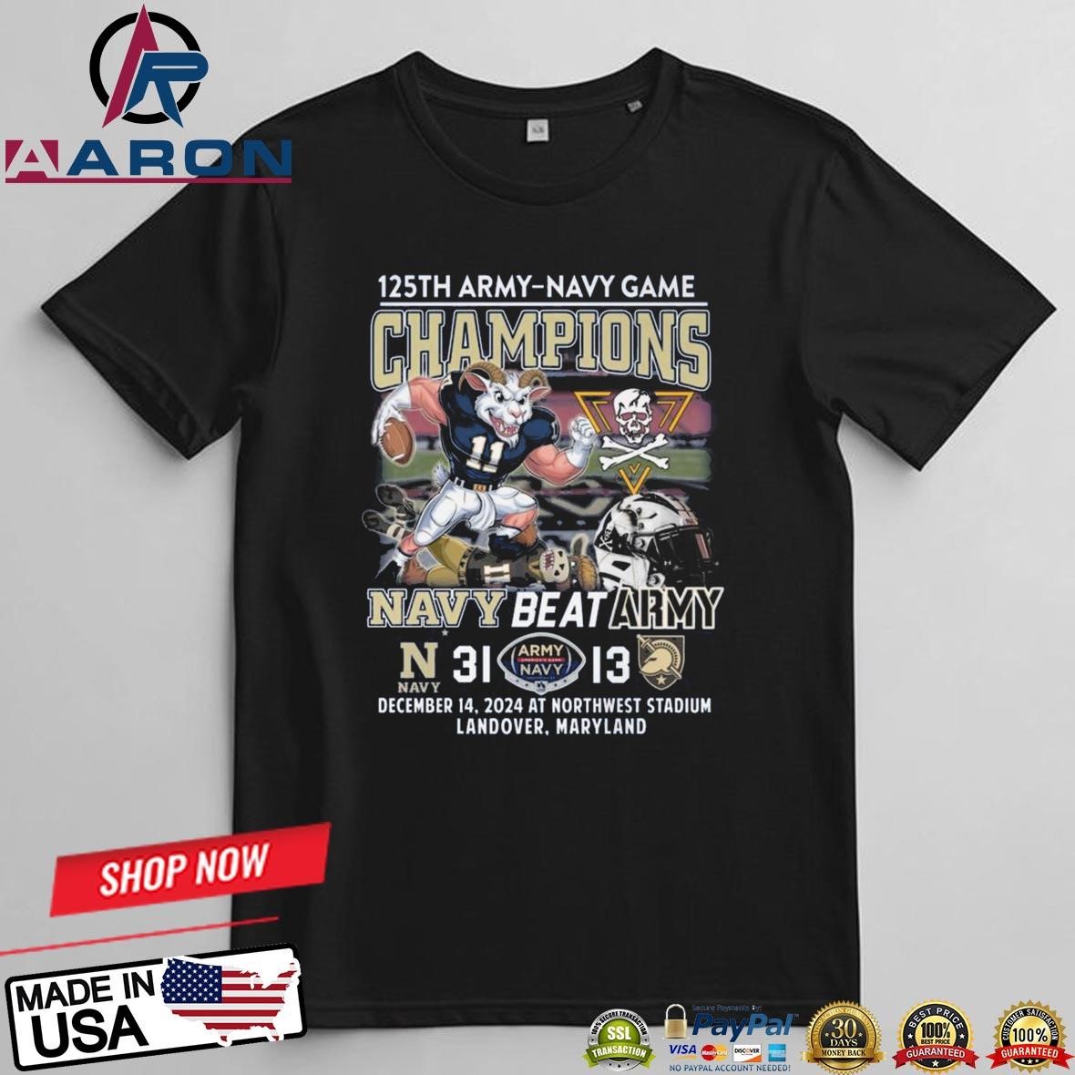 125th Army Navy Game Champions – Navy Beat Army 2024 T-Shirts