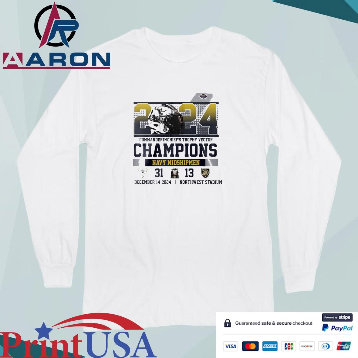 2024 CIC Trophy Vector Champions Navy Midshipmen 31 – 13 Army Black Knight December 14 2024 Northwest Stadium T-Shirts Long Sleeve