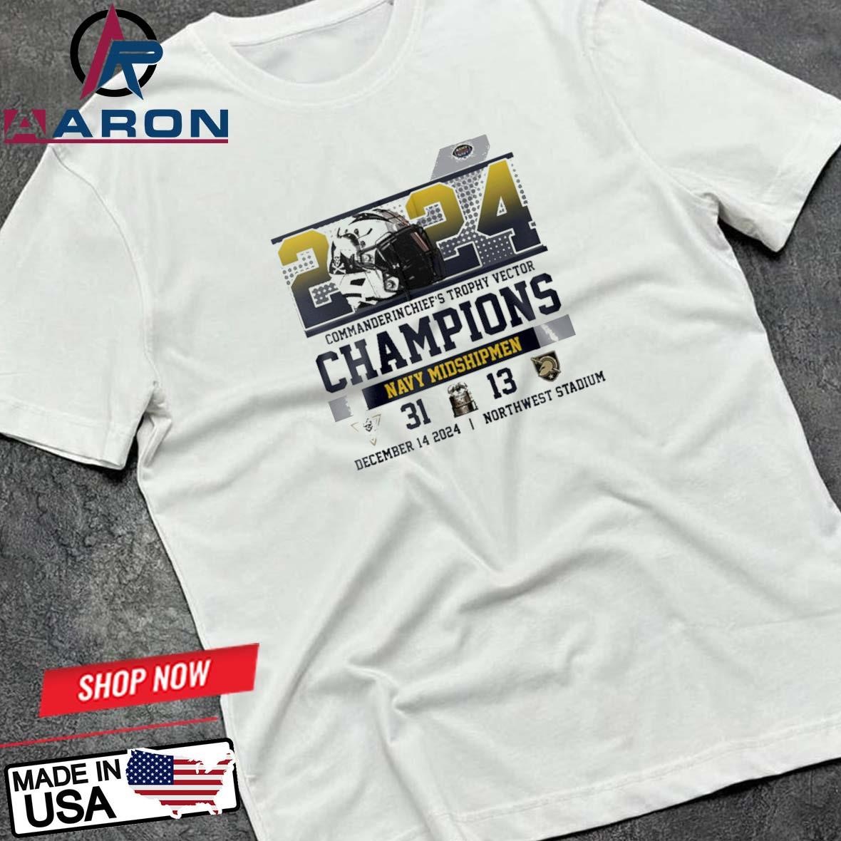 2024 CIC Trophy Vector Champions Navy Midshipmen 31 – 13 Army Black Knight December 14 2024 Northwest Stadium T-Shirts