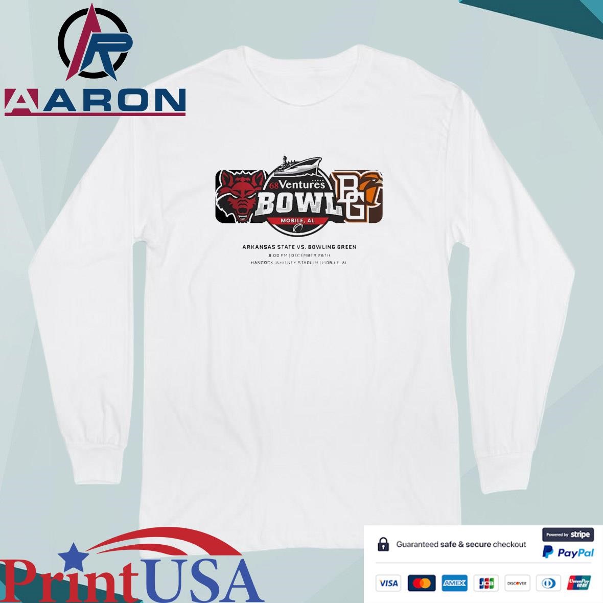 68 Ventures Bowl Arkansas Razorbacks Vs Bowling Green Falcons Matchup At Hancock Whitney Stadium In Mobile AL On December 26th 2024 NCAA T-Shirts Long Sleeve