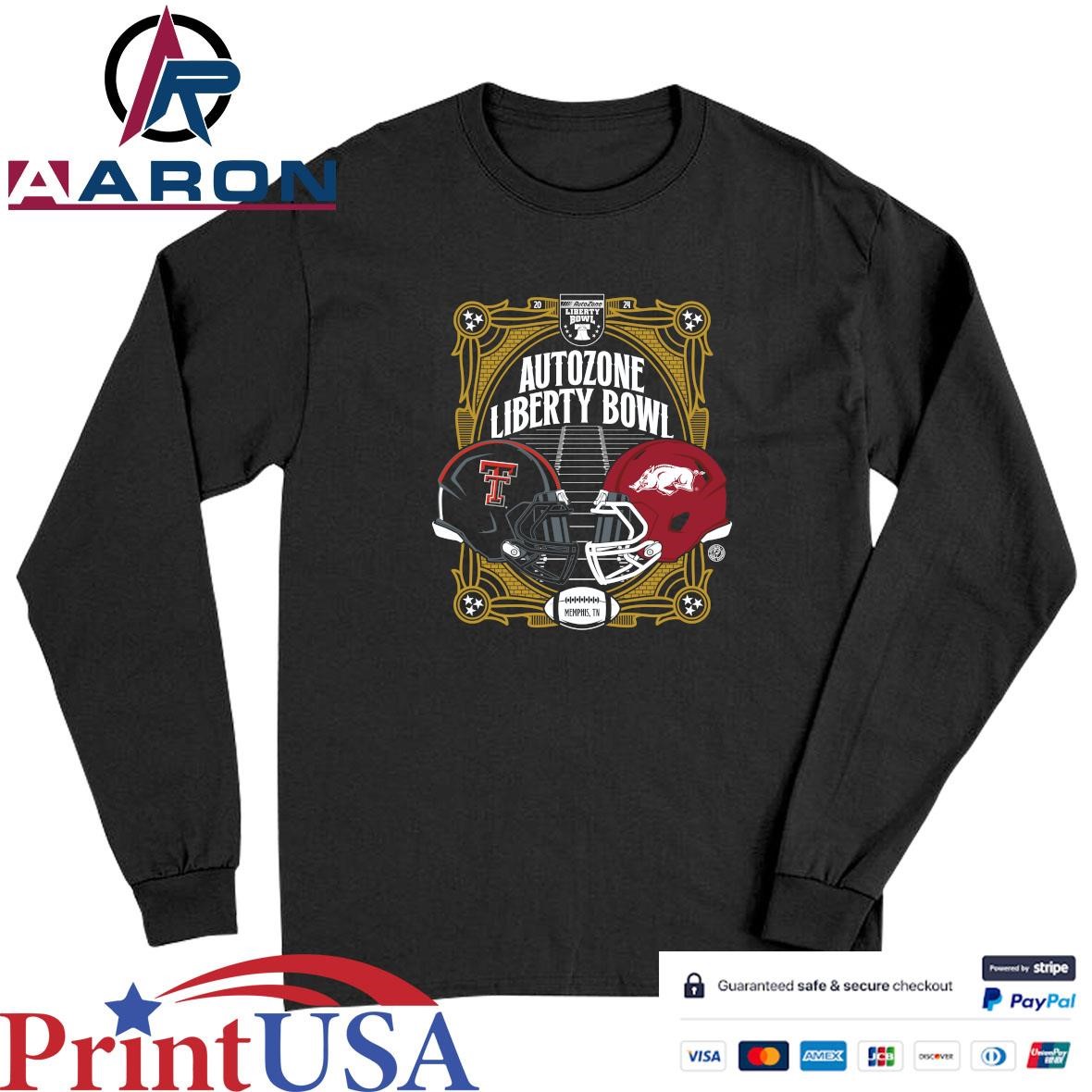 Arizona Razorbacks Vs Texas Tech Red Raiders 2024 Autozone Liberty Bowl Memphis Head To Head T-Shirts Long Sleeve