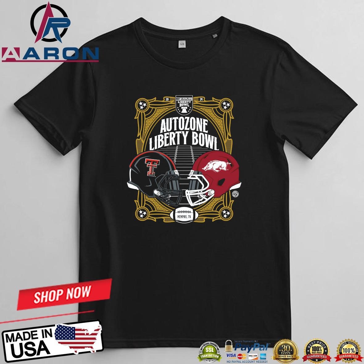 Arizona Razorbacks Vs Texas Tech Red Raiders 2024 Autozone Liberty Bowl Memphis Head To Head T-Shirts
