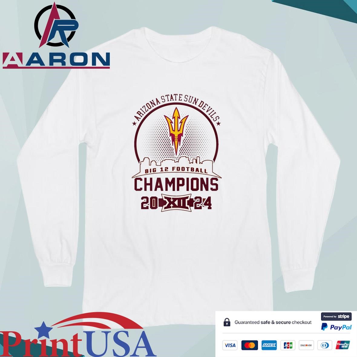 Arizona State Sun Devils Big 12 Football Champions 2024 T-Shirts Long Sleeve