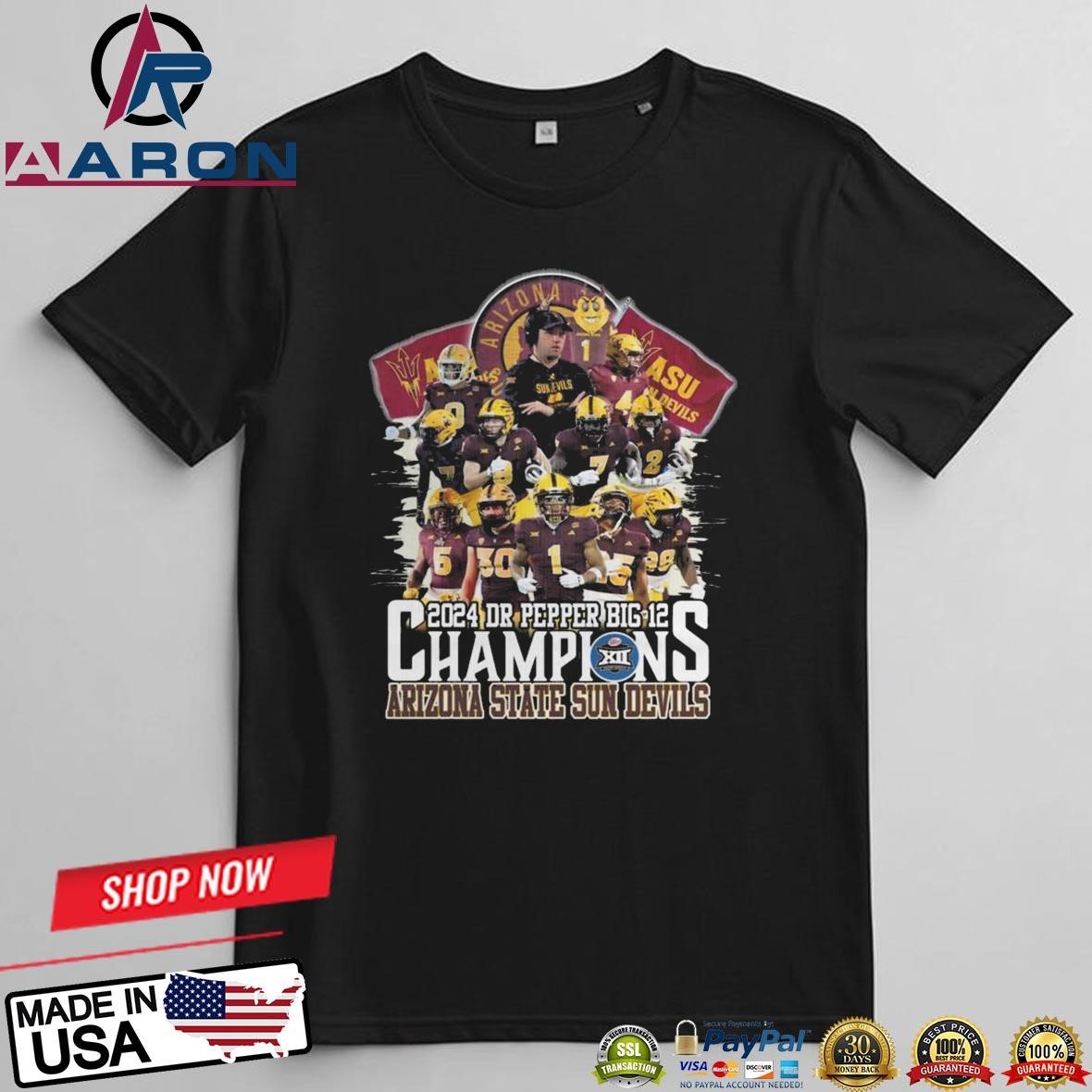 Arizona State Sun Devils Dr. Pepper Big 12 Champions 2024 T-Shirts