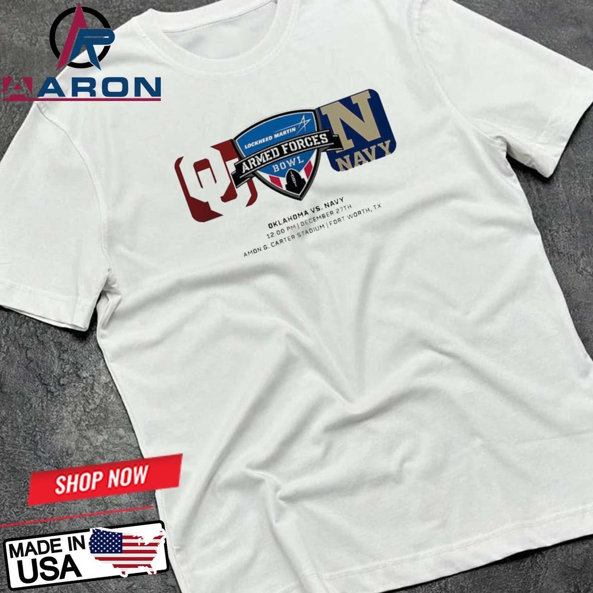 Armed Forces Bowl Oklahoma Sooners Vs Navy Midshipmen Matchup At Amon G.Carter Stadium In Fort Worth On December 27th 2024 NCAA T-Shirts