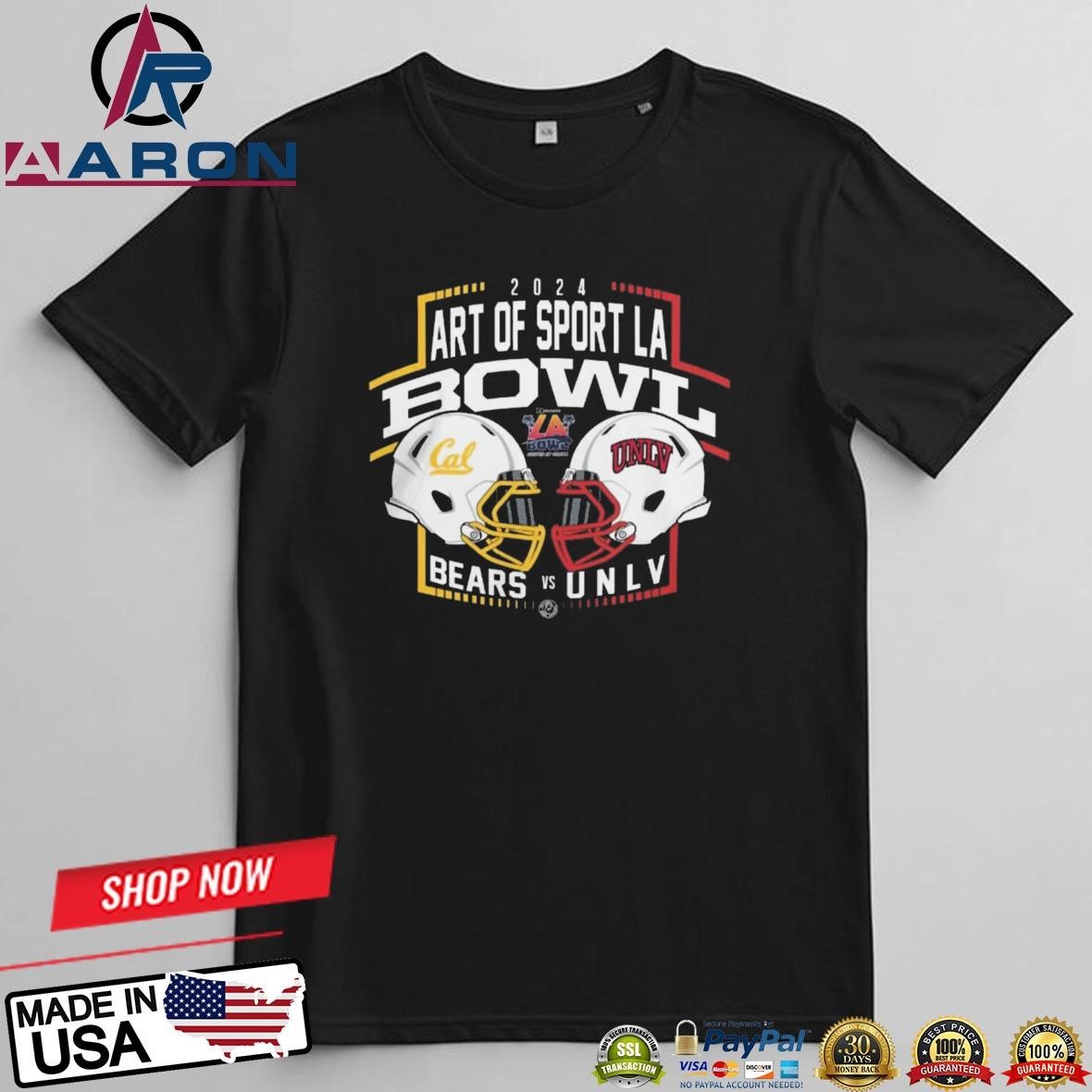 California Golden Bears Vs UNLV Rebels Football Staffdna Cure Bowl 2024 Head To Head Helmet T-Shirts