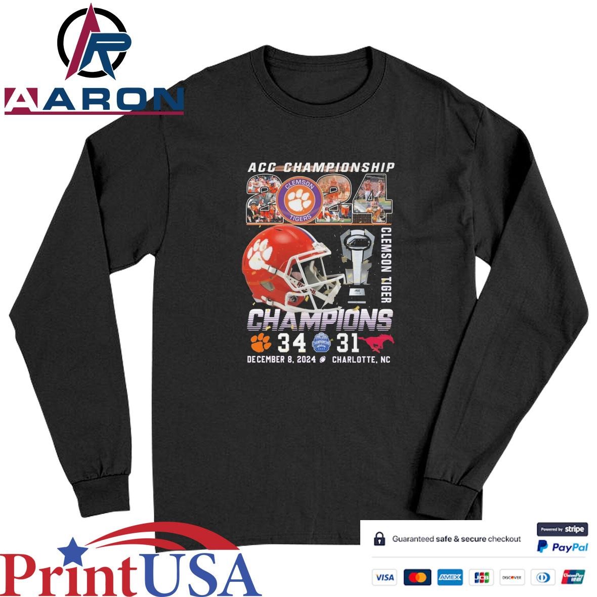 Clemson Tigers Beat Mustang 2024 Acc Championship 34-31 T-Shirts Long Sleeve