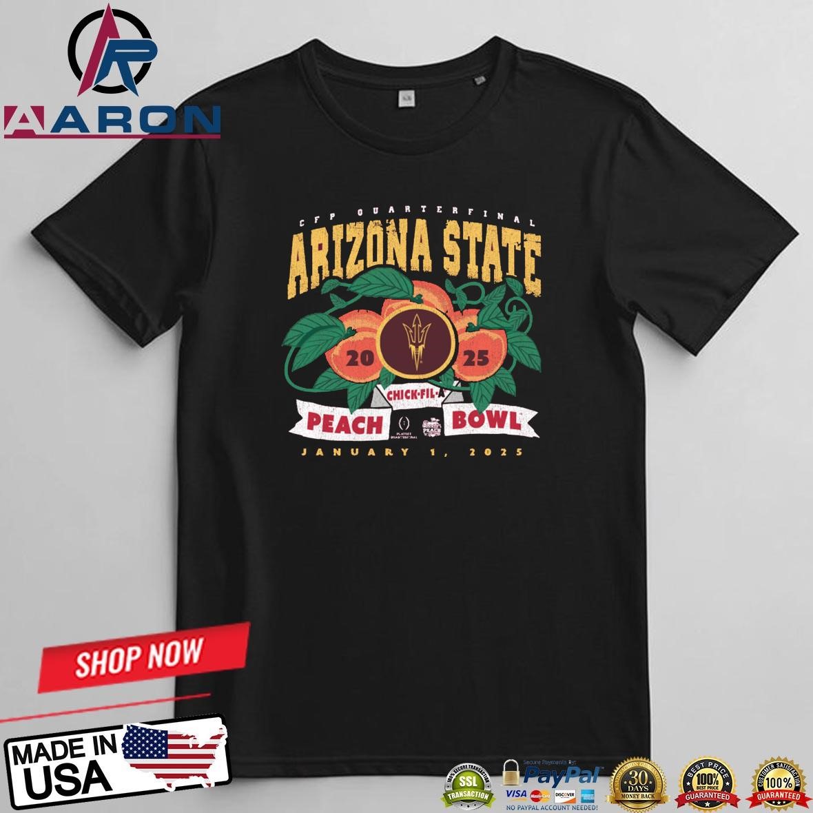 College Football Playoff 2025 Arizona State Sun Devils Chick Fil A Peach Bowl Bound T-Shirts