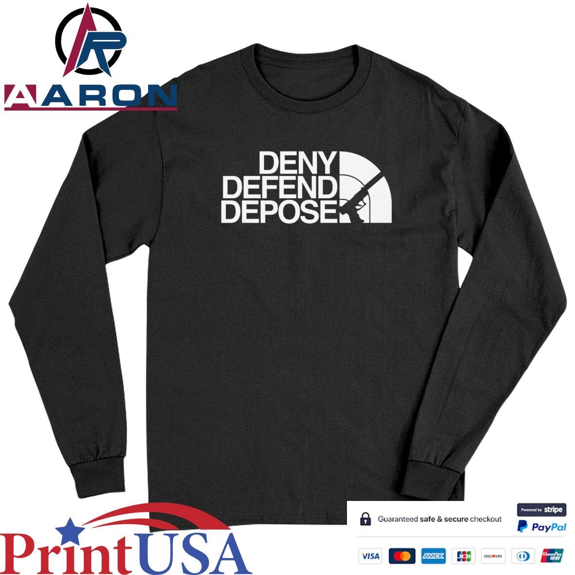 Deny Defend Depose Face Guns 2024 T-Shirts Long Sleeve