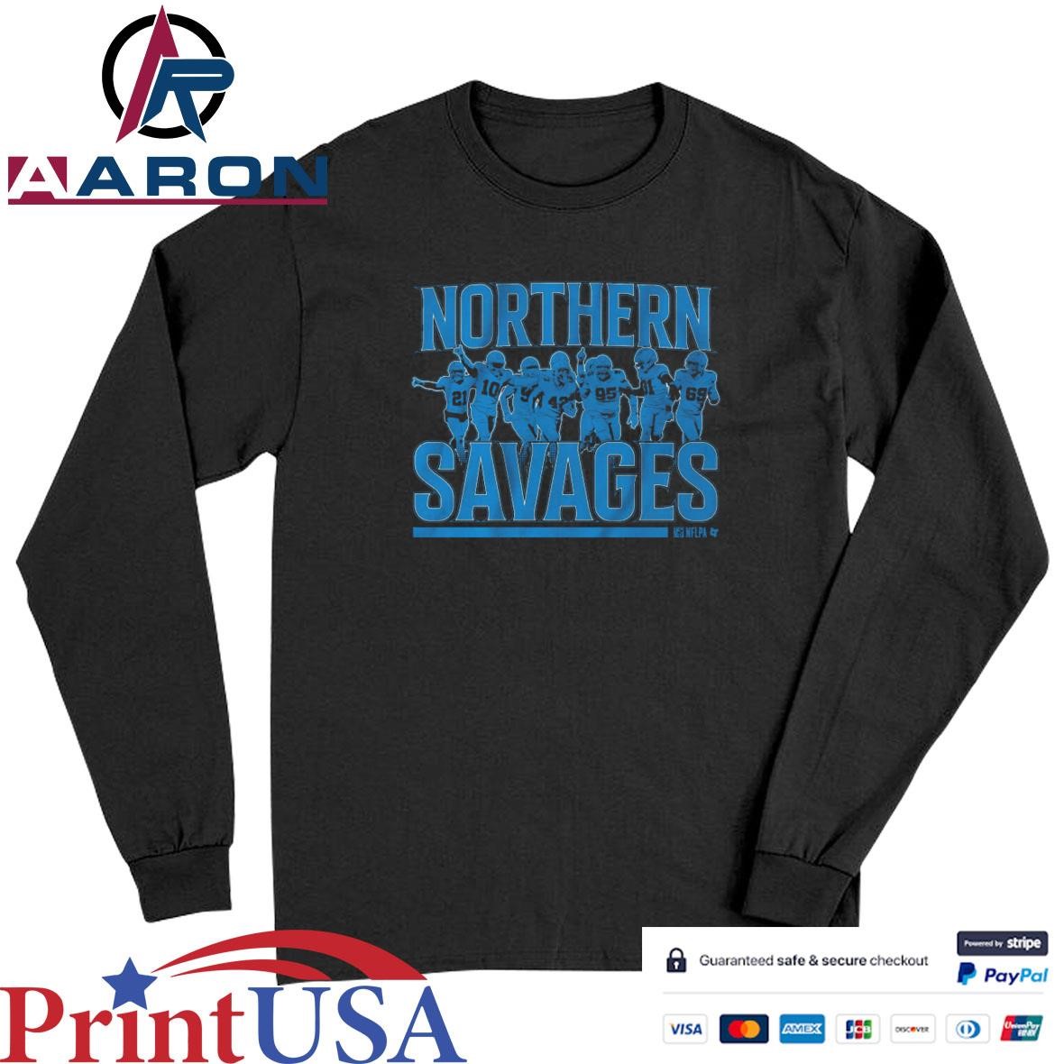 Detroit Lions Football Northern Savages T-Shirts Long Sleeve